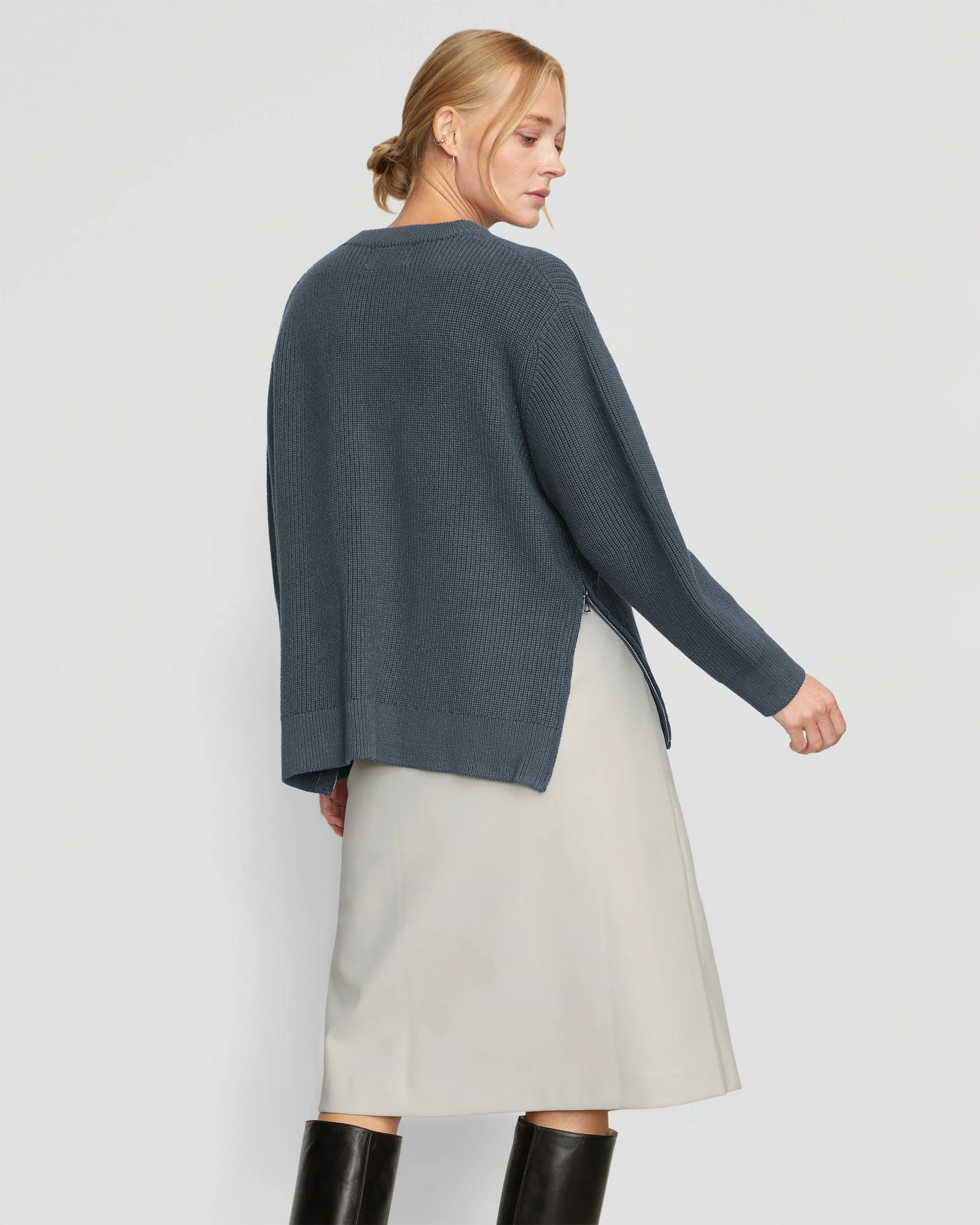 Tate Organic Cotton Side-Zip Sweater