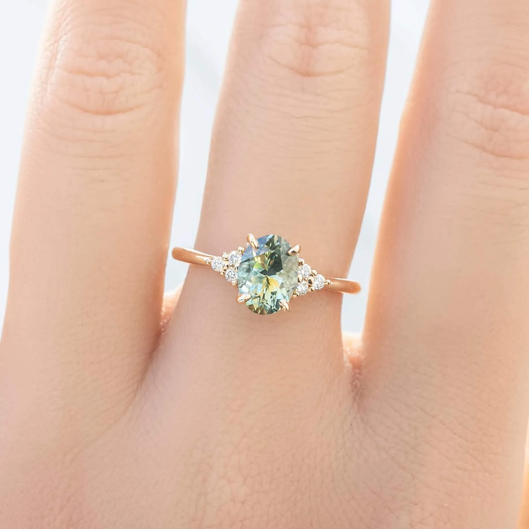 Teresa Ring 1.67ct Parti Green Aqua Yellow Montana Sapphire, 14k Yellow Gold (One of a kind)