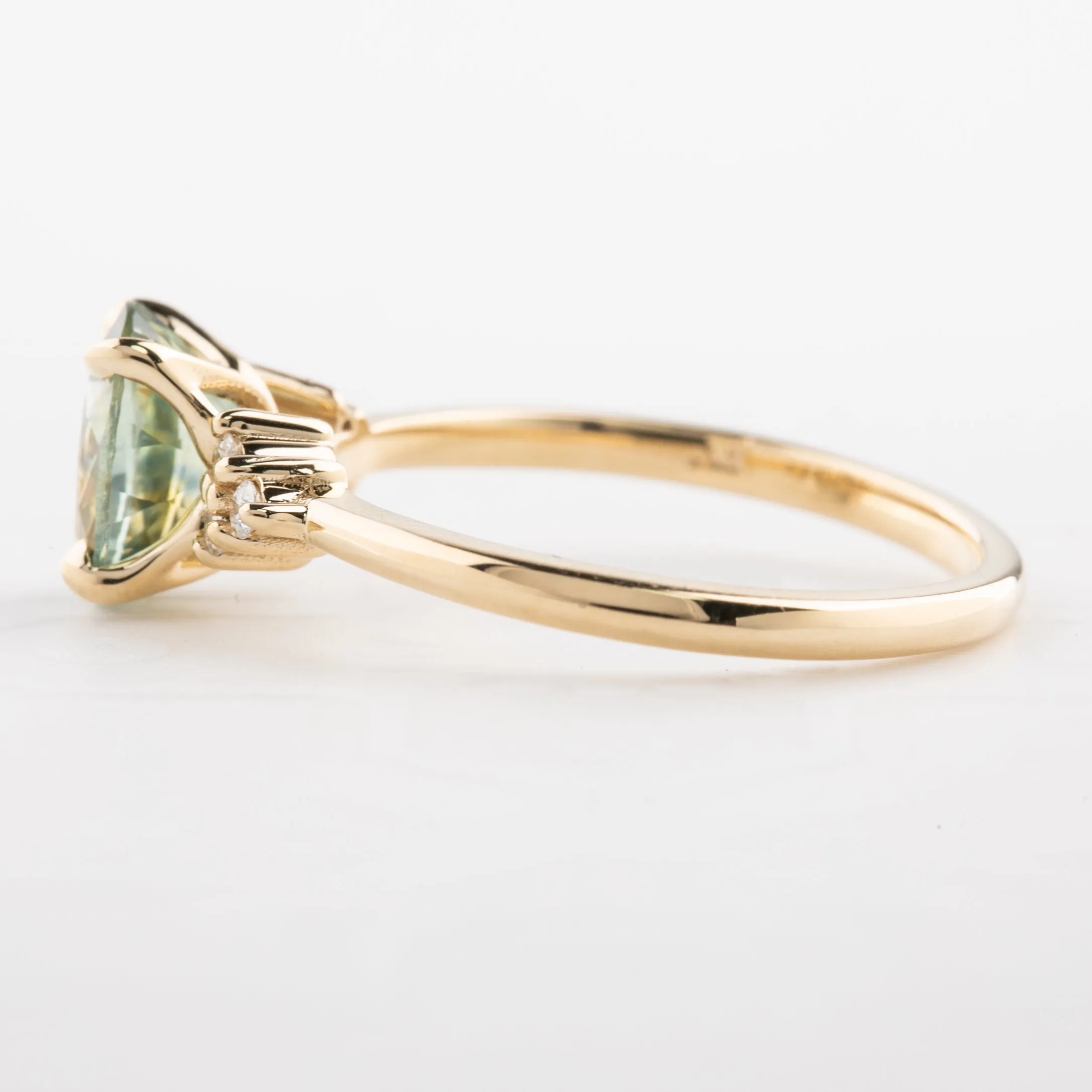 Teresa Ring 1.67ct Parti Green Aqua Yellow Montana Sapphire, 14k Yellow Gold (One of a kind)