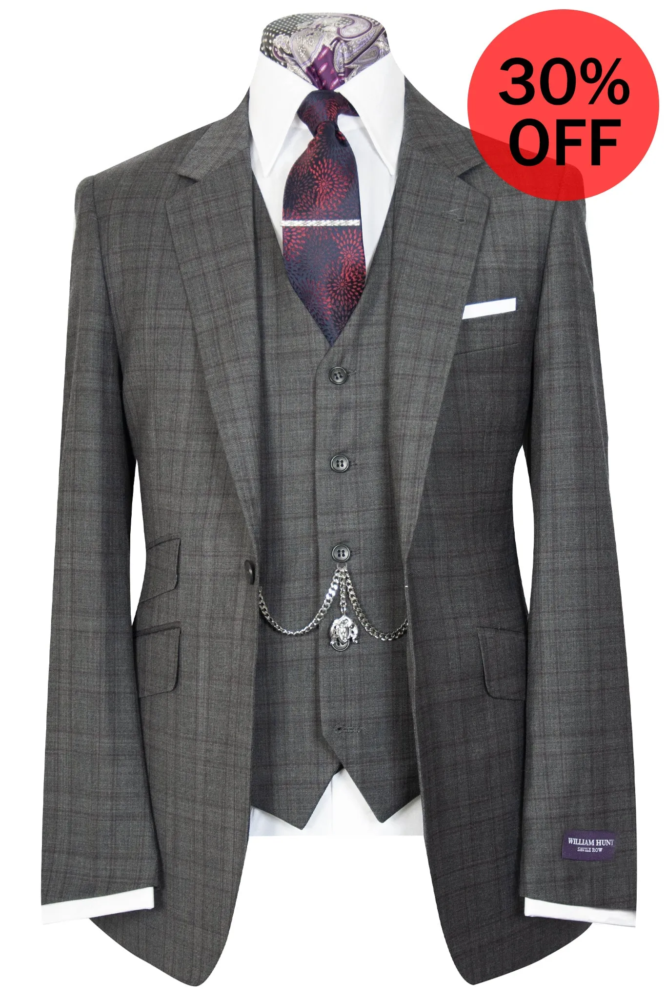 The Hiddleston Purple Label Burgundy Check Suit