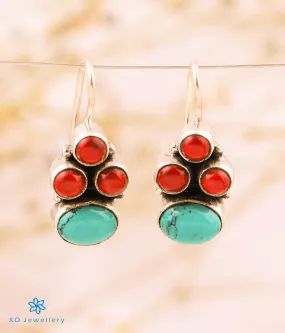 The Viniti Silver Gemstone Earrings (Red/Blue)