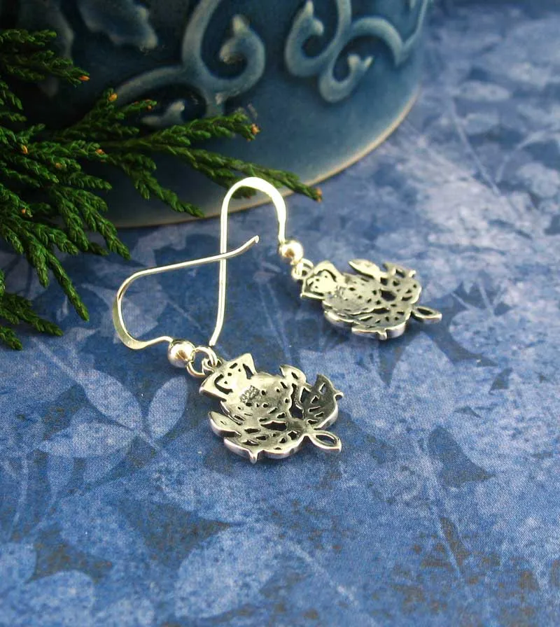 Thistle Flower Celtic Knot Drop Earrings