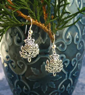 Thistle Flower Celtic Knot Drop Earrings