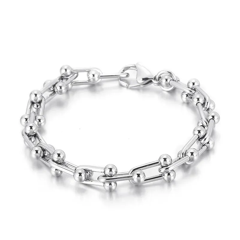 TIFFANY 10 MM STAINLESS STEEL LINK BRACELET