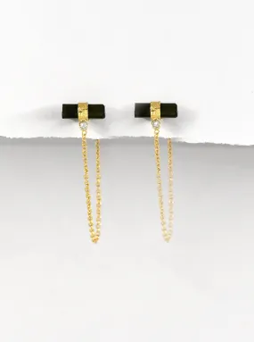 Tourmaline Bar Drop Chain with Diamond Earrings