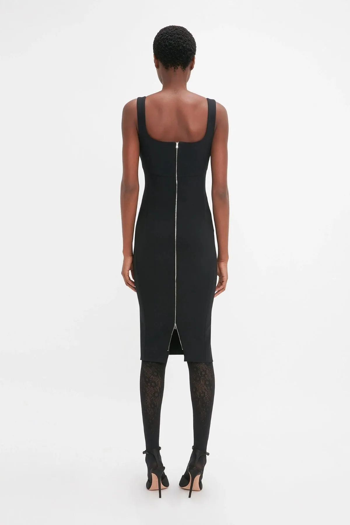 Victoria Beckham Sleeveless Fitted T-Shirt Dress - Black