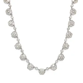 Vintage Diamond & White Gold Flower Necklace