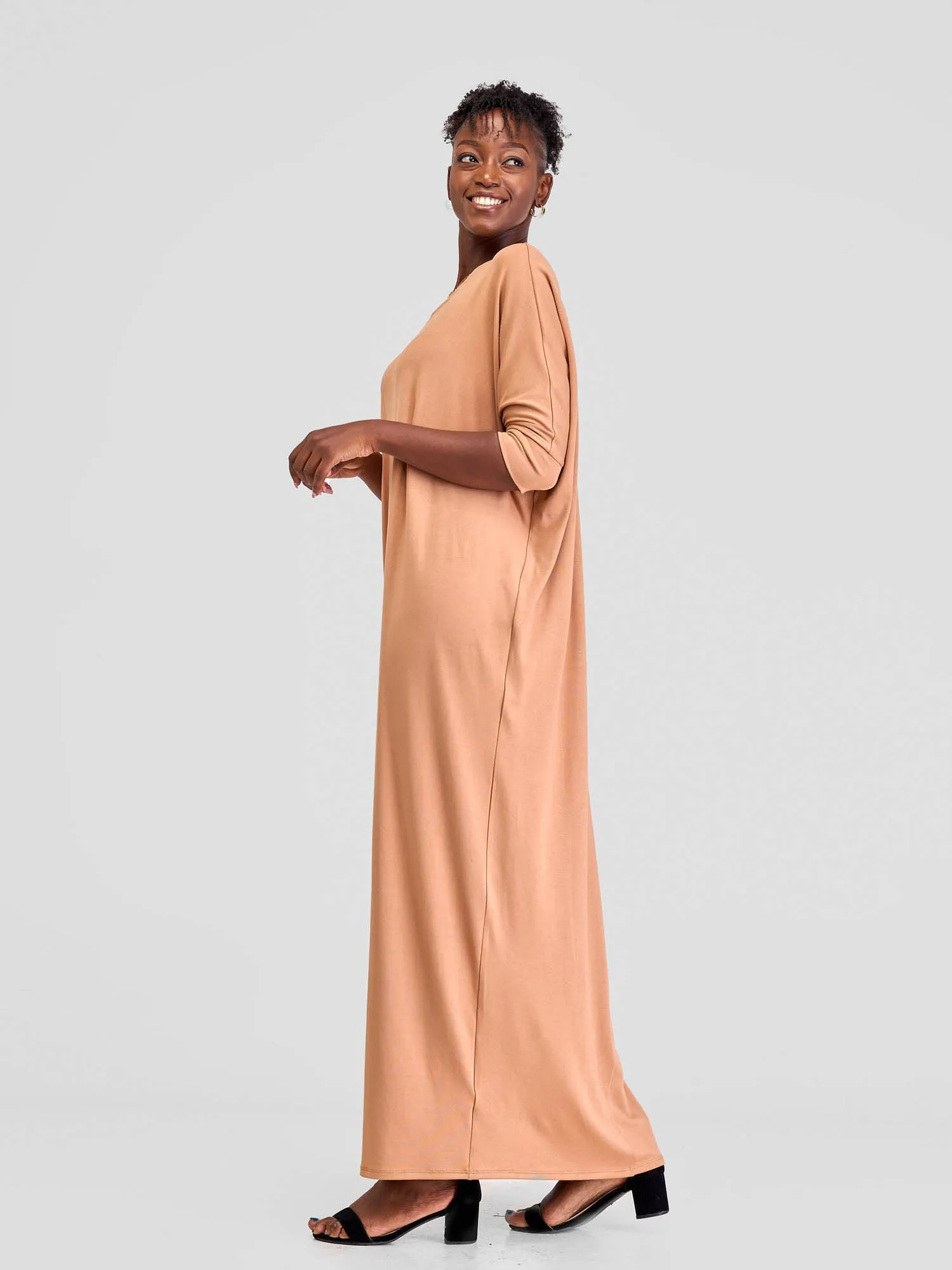 Vivo Basic Dolman Maxi Dress - Tan