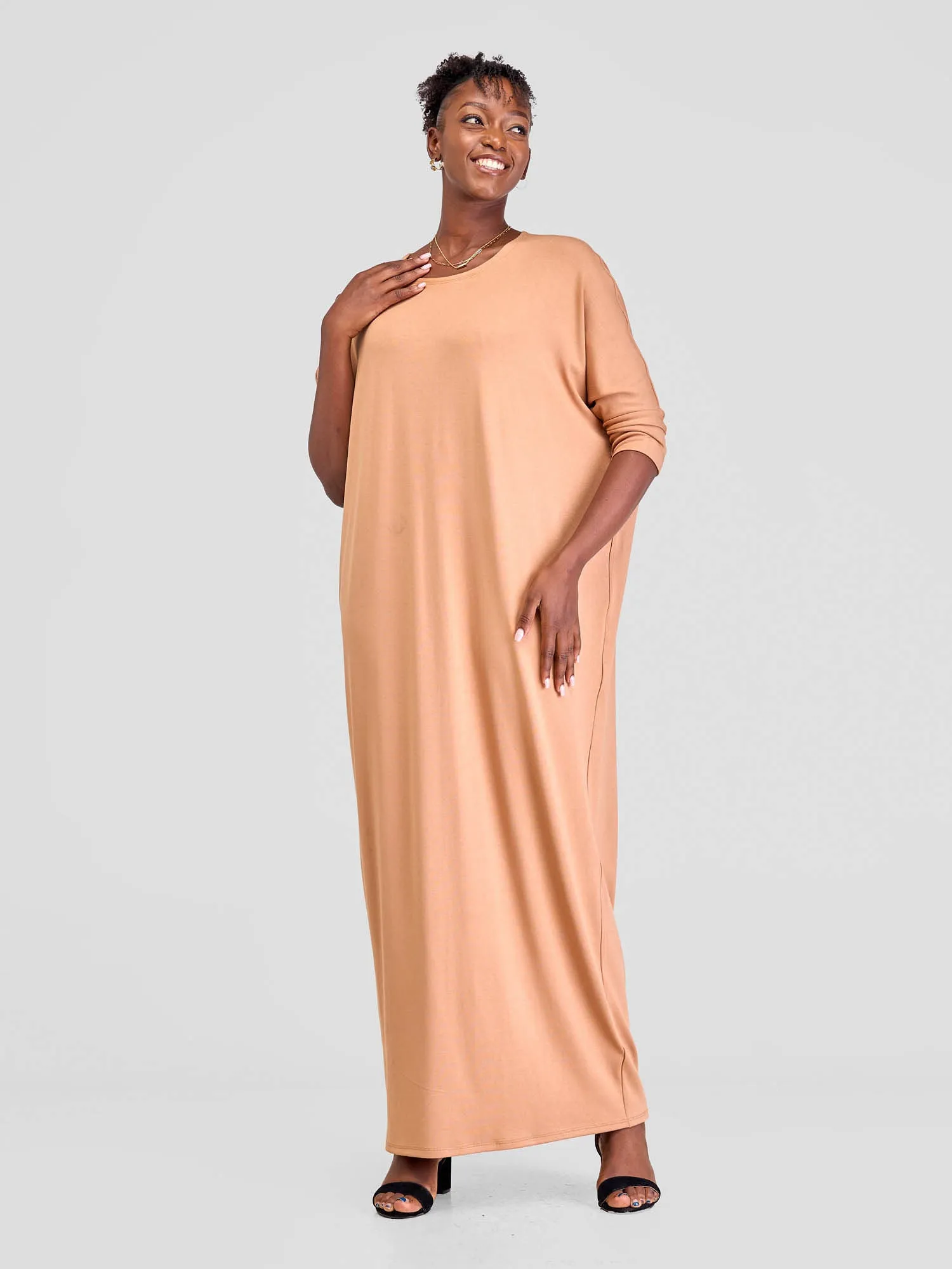 Vivo Basic Dolman Maxi Dress - Tan