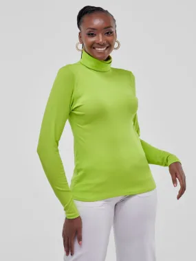 Vivo Basic Turtle Neck Top - Lime Green