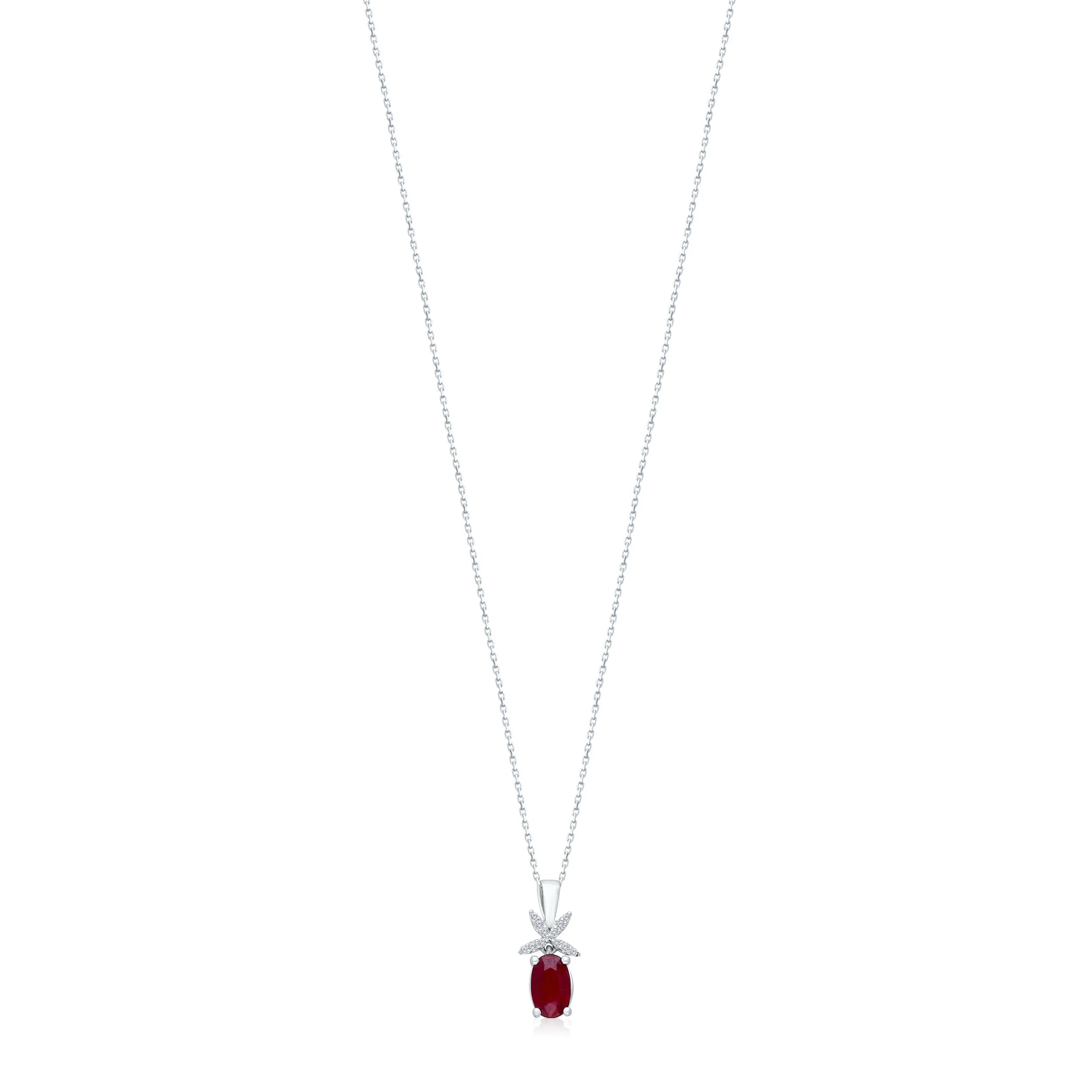 White Gold Ruby & Diamond Heirloom Pendant