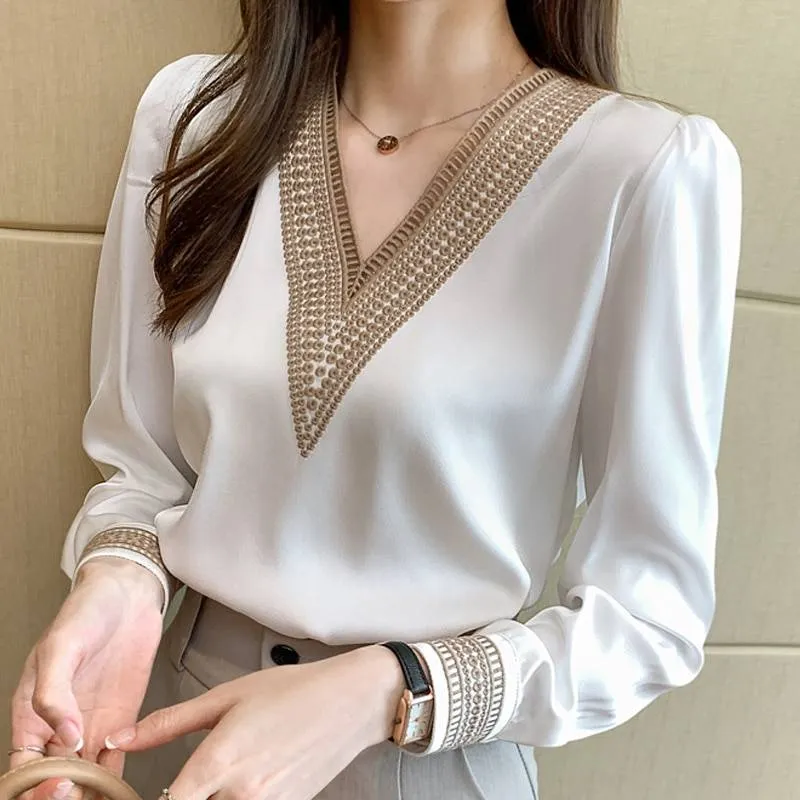 Women's White Long Sleeve Summer Blouse