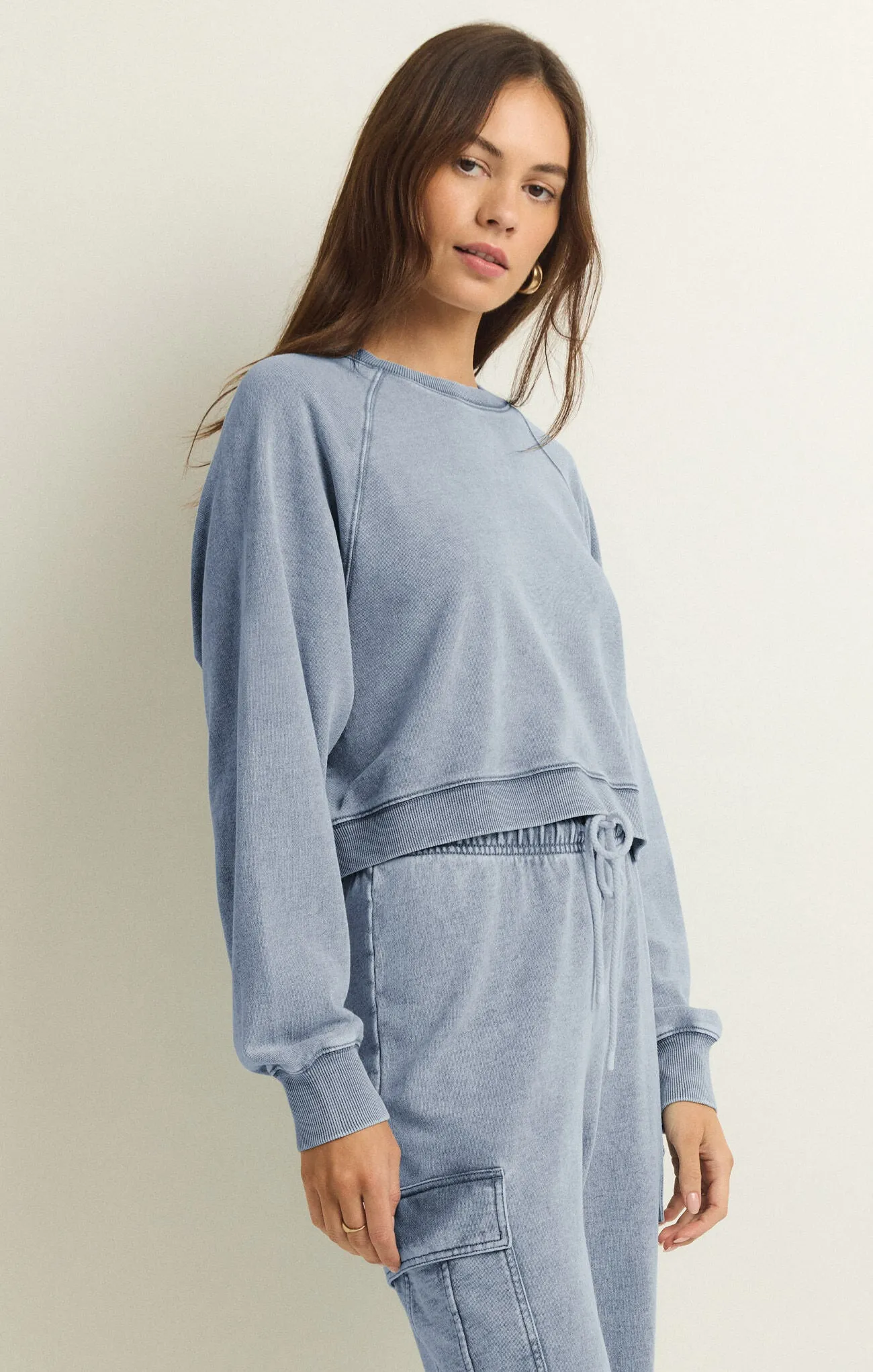 ZSupply 'Crop Out Knit Denim Sweatshirt'