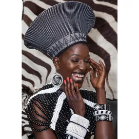 Zulu Wide Basket Hat - Black & White | Handmade in South Africa